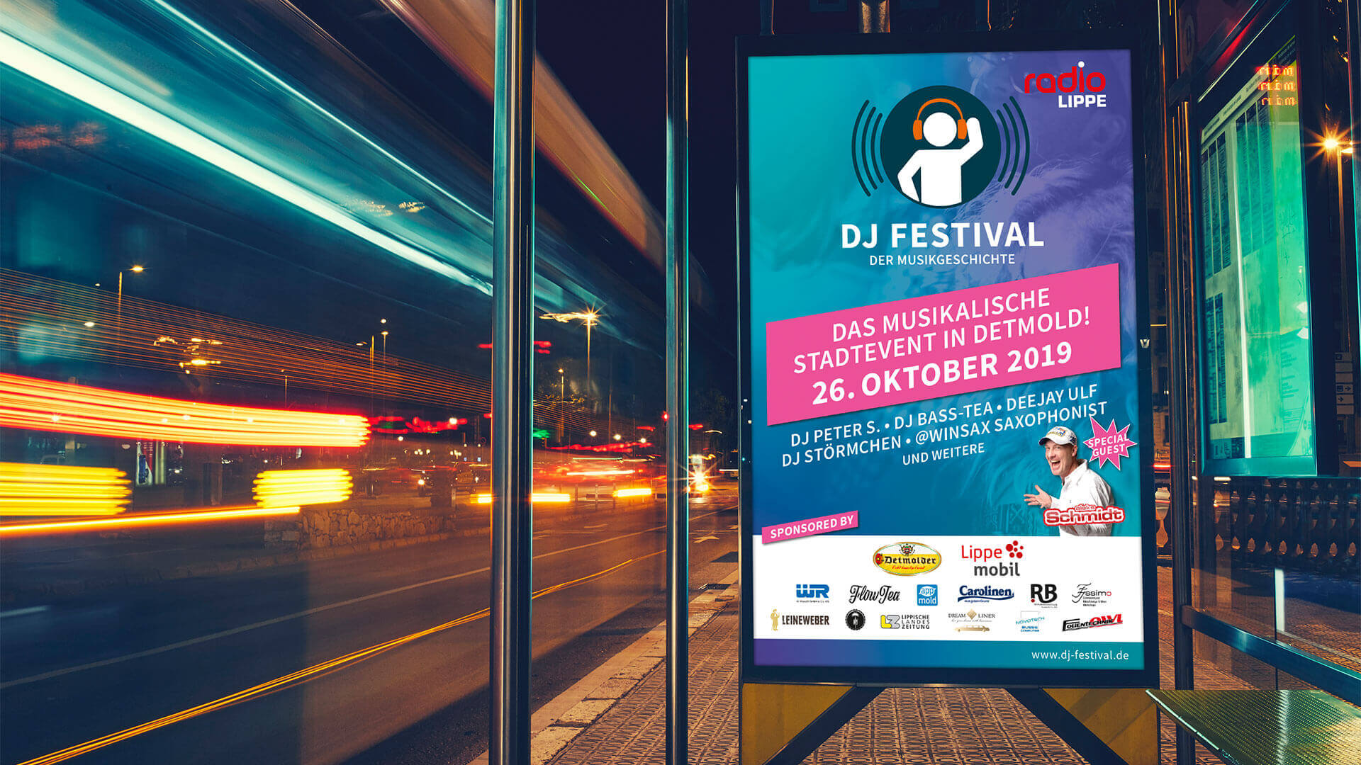 Lightboxplakat zum DJ Festival Detmold 2019