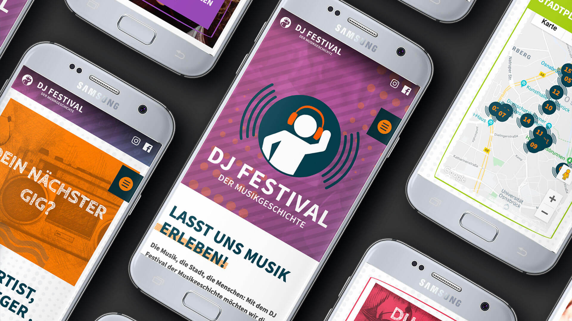 Website des DJ Festivals auf Smartphones