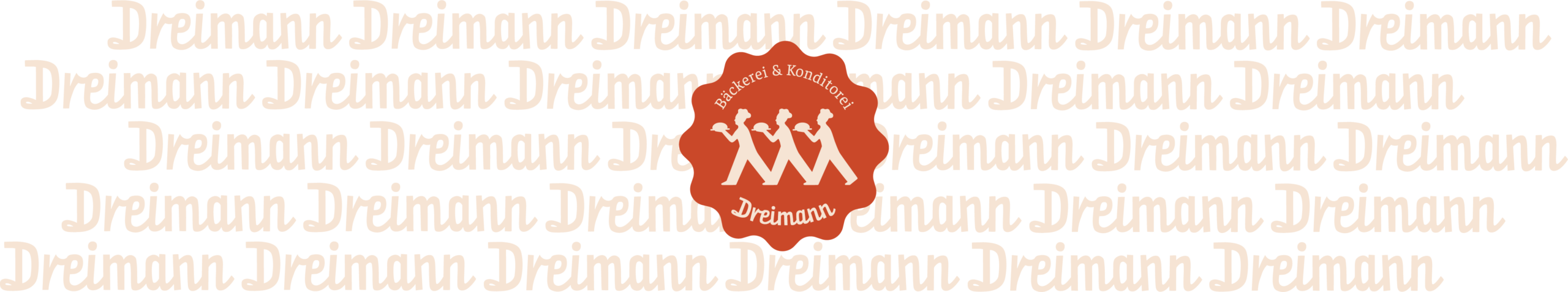 Muster aus dem Dreimann-Schrifzug mit Dreimann-Logo in der Mitte