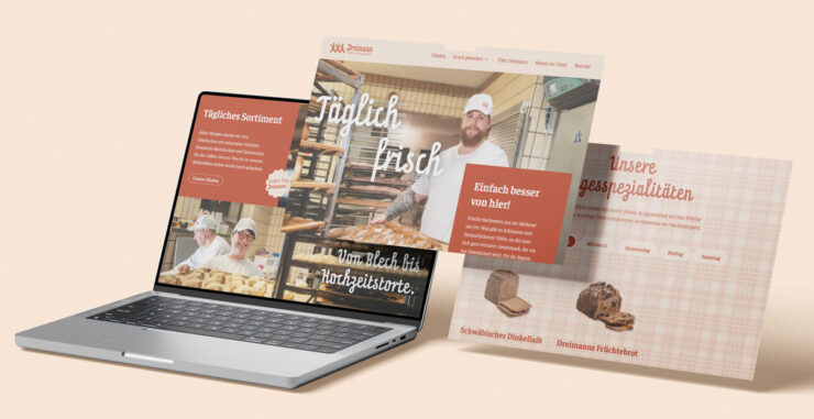 Mockup der Website der Bäckerei Dreimann