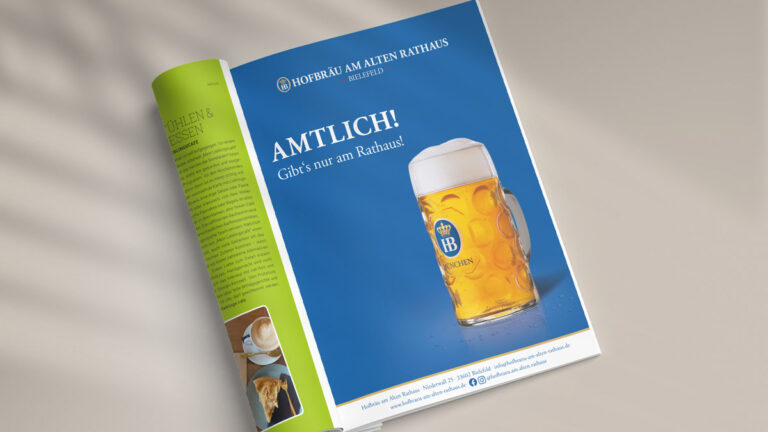 Anzeige Hofbräu am alten Rathaus in einem Magazin